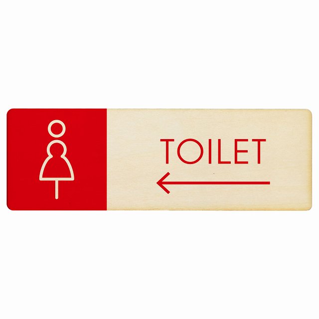 トイレ プレート 木製 女 K1 左 矢印 長方形 12x4cm 方向案内 進路ドア サインプレート ピクトサイン ..