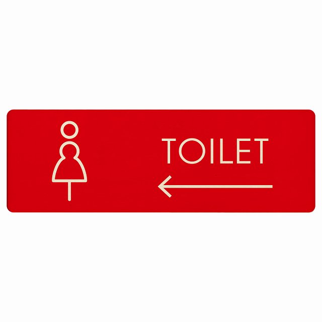 トイレ プレート 木製 女 K2 左 矢印 長方形 27x9cm 方向案内 進路ドア サインプレート ピクトサイン トイレマーク表示 案内 注意 施設 御手洗 TOILET 安全対策