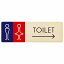 トイレ プレート 木製 男女 J1 右 矢印 長方形 18x6cm 方向案内 進路ドア サインプレート ピクトサイン トイレマーク表示 案内 注意 施設 御手洗 TOILET 安全対策
