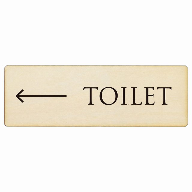 トイレ プレート 木製 TOILET 文字タイプ ナチュラル ブラック 左 矢印 長方形 12x4cm 方向案内 進路ドア サインプレート ピクトサイン トイレマーク表示 案内 注意 施設 御手洗 TOILET 安全対策