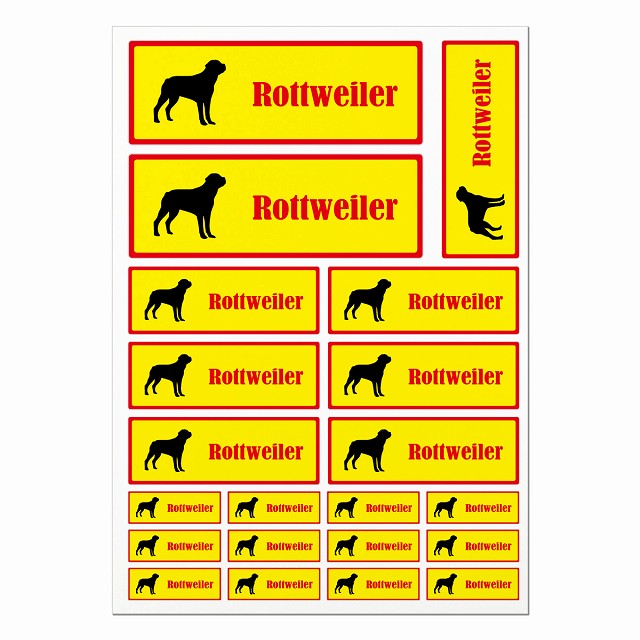 ドッグ ステッカー ロットワイラー イエロー A4サイズ まとめて詰め合わせ サイズ別 長方形 21枚セット 犬種別 シール カーステッカー 愛犬 キャンプ 持...