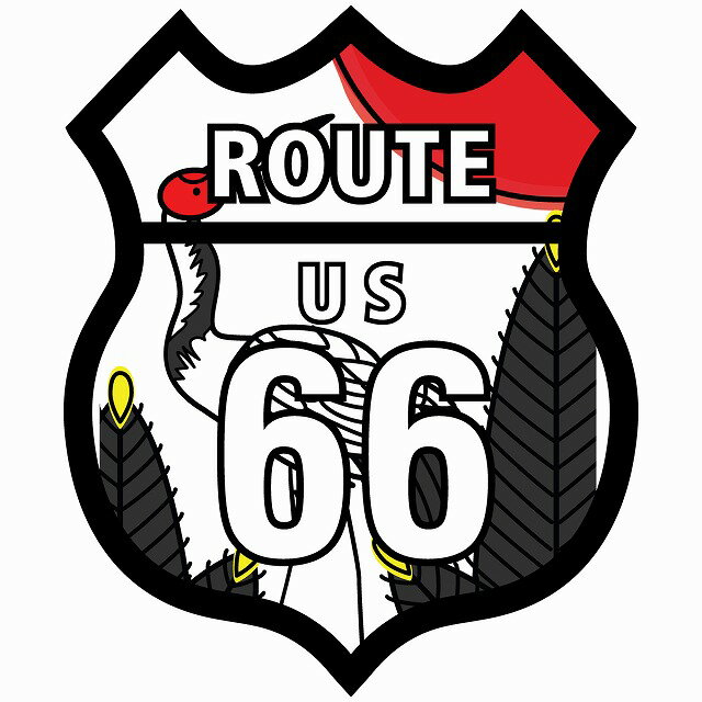 ルート66 Route66 アメリカンスタイル ステッカー 12x14.2cm カッティングシート シール アメ雑 カーステッカー アメリカ合衆国最初の国道の1つとして超有名な国道です。シカゴとサンタモニカを結ぶ全長3755キロメートルの長い道路です。このルート66の標識看板と花札の絵柄をコラボして制作したステッカーです。滅茶苦茶カッコいいです。すごく珍しい柄になってます。車やバイク、道具箱や旅行カバン　スーツケースなんかに貼ってみては！サイズもデカすぎずの丁度いい感じの大きさになってます(￣∀￣) サイズ：12x14.2cm 材質：塩ビ※取付時、取付箇所をきれいに拭いてください。 ※きれいに貼り付ける方法は貼りつけ箇所に中性洗剤を入れた水を吹きかけ、直後素早くシールを貼り付け、ゴムベラを使ってシールとガラスの間の水抜きを行います。きれいに水抜きを行うには、ゴムベラをガラスの真ん中から外側に向かって動かすのがポイントです。 窓ガラスの上側の水抜きをしてから、最後に下側の水抜きをします。