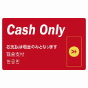 Cash Only 現金のみ レッド インバウンド 観光客用 英語 中国語 韓国語 多言語対応 注意書き 120x75mm 案内 施設 ピクトサイン ステッカー シール カッティングシート 観光 商用施設