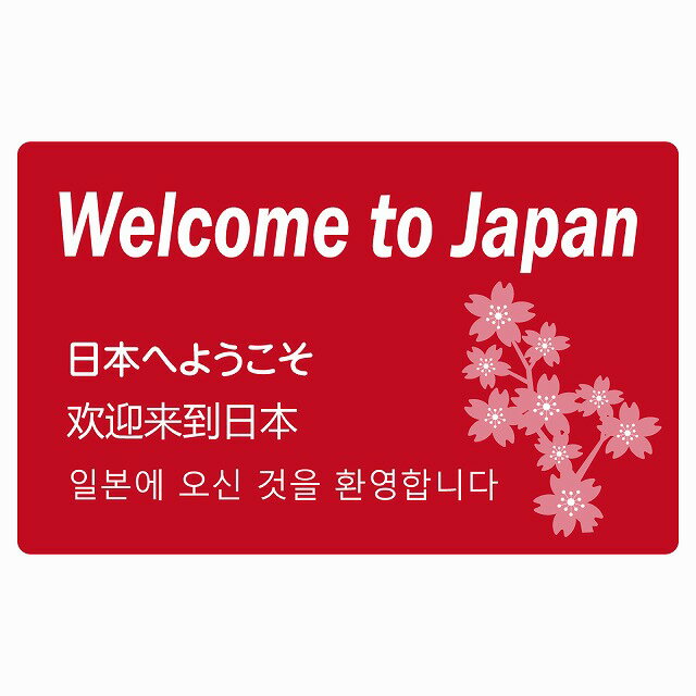 日本へようこそレッド インバウンド 観光客用 英語 中国語 韓国語 多言語対応 注意書き 120x75mm 案内 施設 ピクトサイン ステッカー シール カッティングシート 観光 商用施設