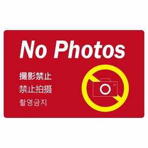 撮影禁止レッド インバウンド 観光客用 英語 中国語 韓国語 多言語対応 注意書き 120x75mm 案内 施設 ピクトサイン ステッカー シール カッティングシート 観光 商用施設