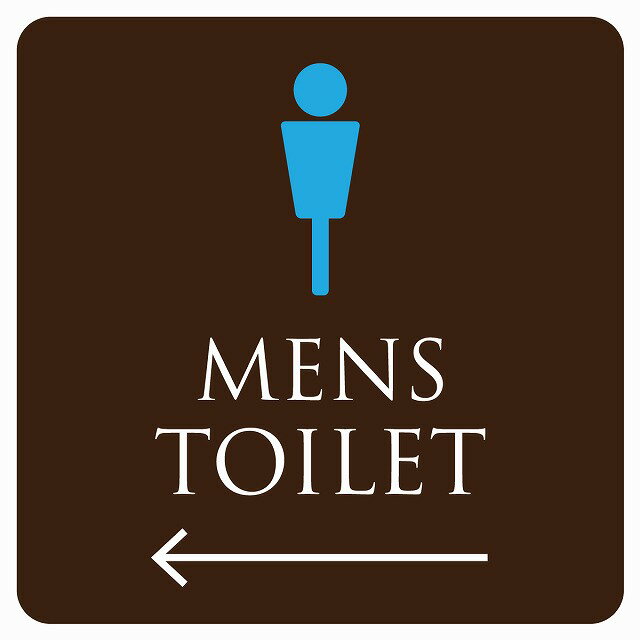27x27cm トイレ 御手洗 TOILET トイレマーク ブラウン＆カラー MENS 左 ピクトサイン ステッカー シール カッティングシート 塩ビ製 サイン ウォールステッカー インテリア 施設 案内