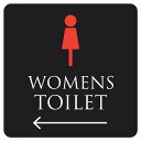 9x9cm トイレ 御手洗 TOILET トイレマーク ブラック＆カラー WOMENS 左 ピクトサイン ステッカー シール カッティングシート 塩ビ製 サイン ウォールステッカー インテリア 施設 案内