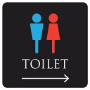 9x9cm トイレ 御手洗 TOILET トイレマーク ブラック＆カラー 男女マーク 右 ピクトサイン ステッカー シール カッティングシート 塩ビ製 サイン ウォールステッカー インテリア 施設 案内