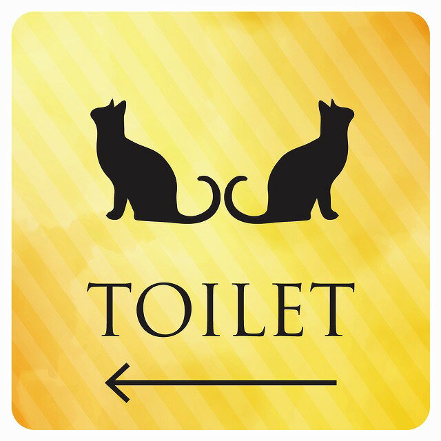 14x14cm トイレ 御手洗 TOILET トイレマーク ねこ 猫 ネコ イエローグラデーション 男女マーク 左 ピクトサイン ステッカー シール カッティングシート 塩ビ製 サイン ウォールステッカー インテリア 施設 案内(3)