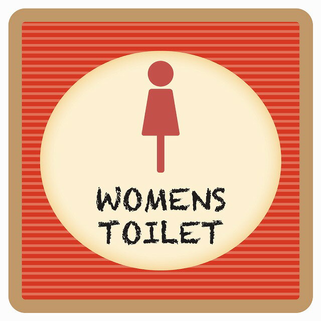 9x9cm トイレ 御手洗 TOILET トイレマーク レトロ デザイン WOMENS ピクトサイン ステッカー シール カ..