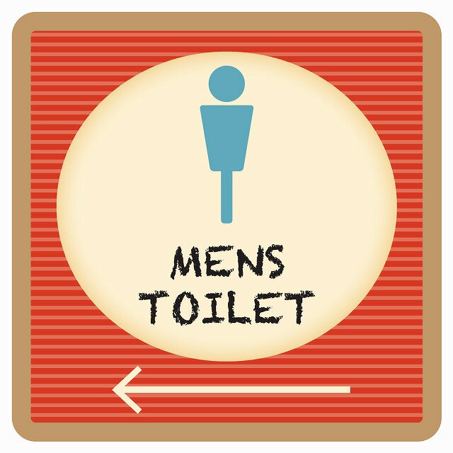 27x27cm トイレ 御手洗 TOILET トイレマーク レトロ デザイン MENS 左 ピクトサイン ステッカー シール..