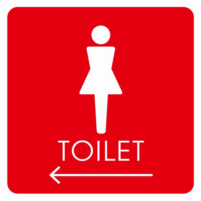 14x14cm トイレ 御手洗 TOILET トイレマーク A2女左 ピクトサイン ステッカー シール カッティングシート 塩ビ製 サイン ウォールステッカー インテリア 施設 案内