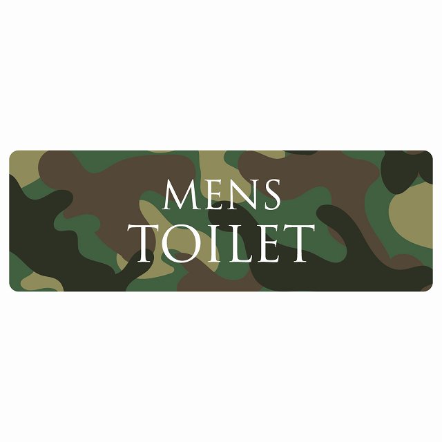 トイレ 御手洗 TOILET 迷彩 カラー MENS 文字タイプ ピクトサイン ステッカー シール 塩ビ製 18x6cm インテリア 施設 案内 注意