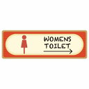 トイレ 御手洗 TOILET レトロ デザイン WOMENS 右 矢印 ピクトサイン ステッカー シール 塩ビ製 18x6cm インテリア 施設 案内 注意