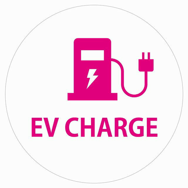 EV Charge 充電ステーション デザイン タイプ ホワイトピンク 電気自動車 充電 チャージ 充電ポート 充電ステーション ステッカー 直径..