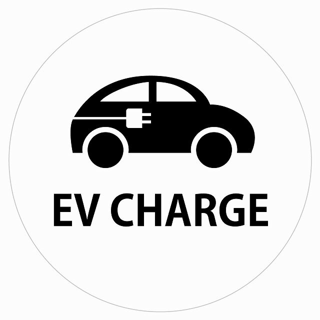EV Charge 自動車とプラグ デザイン タイプ ホワイトブラック 電気自動車 充電 チャージ 充電ポート 充..