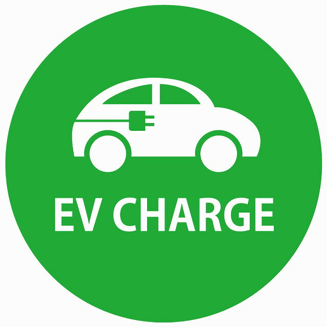 EV Charge 自動車とプラグ デザイン タイプ グリーンホワイト 電気自動車 充電 チャージ 充電ポート 充..