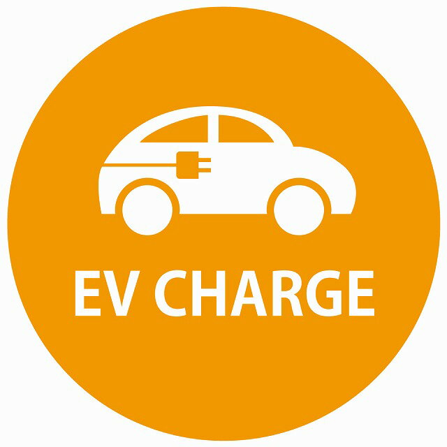 EV Charge 自動車とプラグ デザイン タイプ オレンジホワイト 電気自動車 充電 チャージ 充電ポート 充..