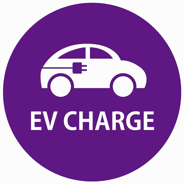 EV Charge 自動車とプラグ デザイン タイプ パープルホワイト 電気自動車 充電 チャージ 充電ポート 充..