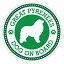 セーフティサイン ステッカー Dog on board GREAT PYRENEES グレート・ピレニーズ グリーン 直径13cm あおり運転 対策 カーステッカー 煽り運転対策 自動車用 650円