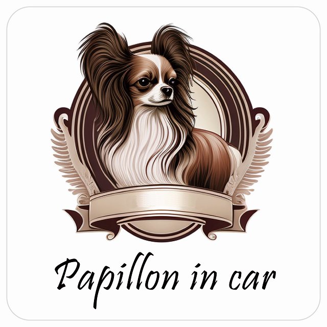 Dog in Car パピヨン A タイプ 正方形 13x13cm シール