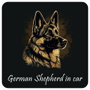 Dog in Car シェパード Aタイプ 正方形 13x13cm シール(3)