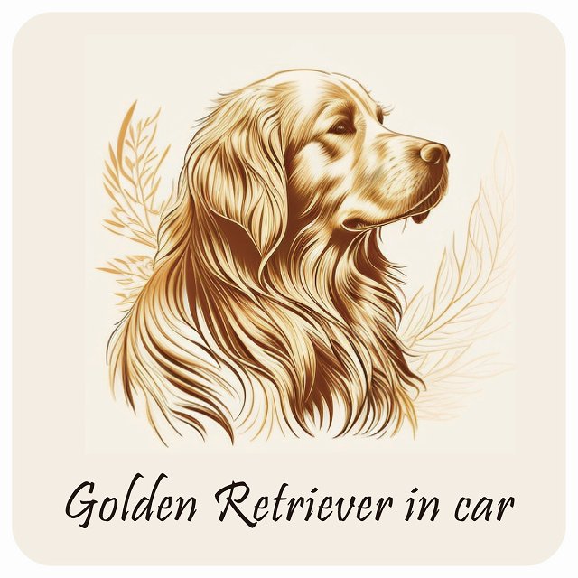 Dog in Car ゴールデンレトリバー B タイプ 正方形 13x13cm シール