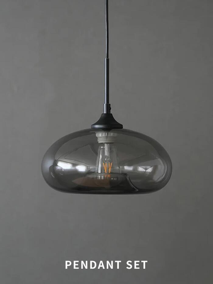 【SET】グレーグラスペンダントシェード ディスク 照明 おしゃれ シンプル インテリア かっこいい 北欧 AXCIS アクシス