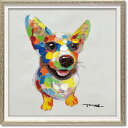 絵画 額入り オイルペイント 【カラフルコーギー】 インテリア 雑貨 壁掛け 油絵 リビング 玄関 引越し祝いプレゼント アート ポップ ポスター 犬 贈り物