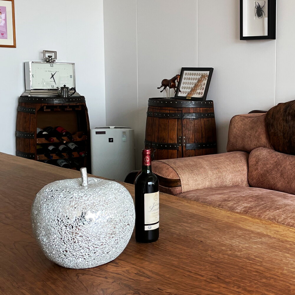 煌めきの白リンゴ アートオブジェ 小 プレゼント インテリア モダン りんご オブジェ 店舗 開店祝い 贈り物 高級 置物 玄関 新築祝い 結婚祝い FRP300 [2]