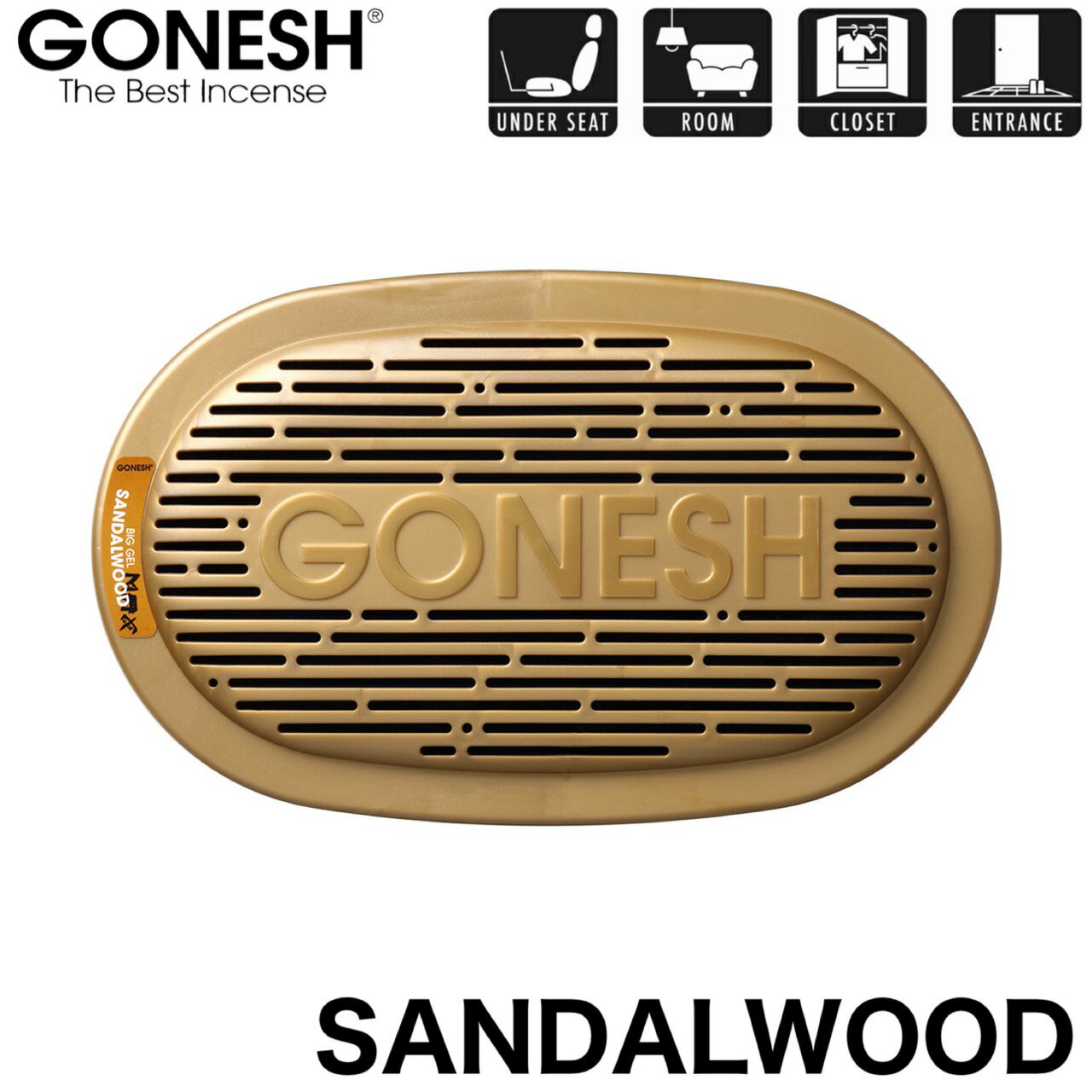 GONESH ガーネッシュ サンダルウッド SANDALWOOD 白檀 ビッグゲルマックス エアフレッシュナー 芳香剤 車 ジェル 大容量 収納 トイレ プレゼント カー用品 BIG GEL MAX 【ガネッシュ GONESH】