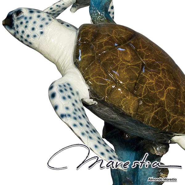 Marestia マレスティア 2匹のウミガメ(タートル) 置物 オブジェ 高級 【ミズガメ カメ 亀 オーナメント 彫刻 置き物 インテリア】【真鍮 青銅 大理石 アンティーク】【庭 ガーデン 玄関 店舗装飾品】 送料無料 [2]