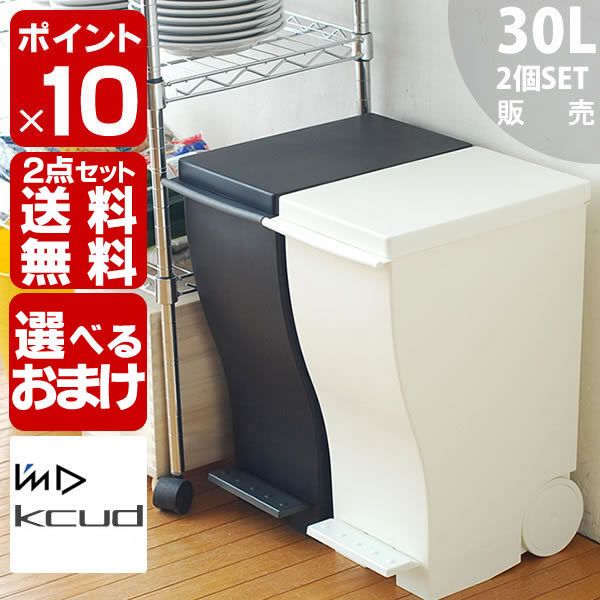 【ポイント10倍】ゴミ箱　ふた付き クード ゴミ箱　2個セット KCUD BLACK WHITE 30L 30リットル ゴミ箱　ふた付き ゴミ箱　おしゃれ ゴミ箱　屋外 ごみ箱　ふた付き ごみ箱　おしゃれ　 ごみ箱　屋外
