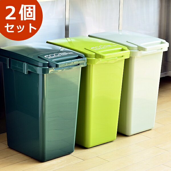 ゴミ箱 2個セット Ecoコンテナスタイル 45l おしゃれ 分別 45リットル ふた付き スリム 屋外 キッチン ごみ箱 フタ付き ダストボックス 大容量 ふたつき 蓋つきゴミ箱 分別ごみ箱 ゴミ 大型 トラッシュボックス 外用 キッチンごみ箱 外用ゴミ箱 北欧 雑貨 ゴミ箱