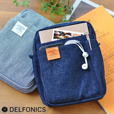 インナーキャリング デニム 縦型M デルフォニックス DELFONICS バッグインバッグ キャンバス 帆布 ポシェット 縦型 スマホ ポシェット ヒッコリー 小物入れ ポーチ かわいい メンズ レディース 男女兼用 ショルダーバッグ おしゃれ サコッシュ