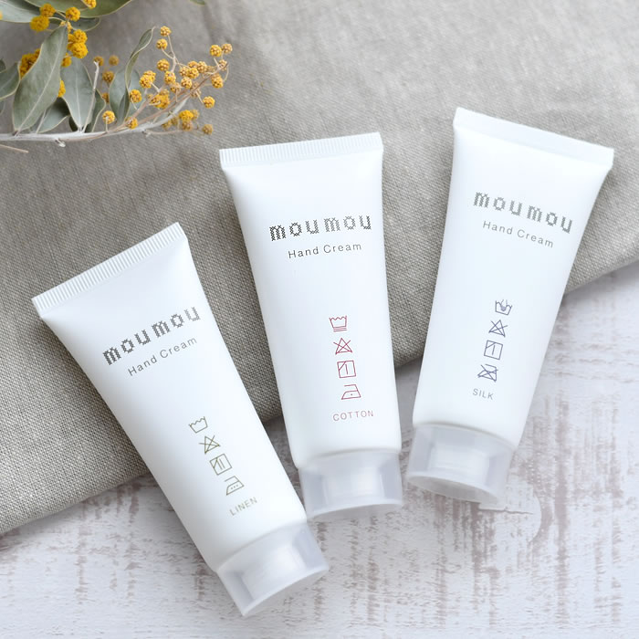 moumou ムームー ハンドクリーム 30g ハンドクリーム ミニサイズ シアバター ホホバオイル アーモンドオイル 人気 おしゃれ コットン シルク リネン 日本製 天然保湿成分 保湿 べたつかない