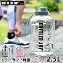 【5/1は全品ほぼP10倍！】ボトル ボトルドジョイ 水筒 2.5L プラスチック 直飲み ワンタッチ BPAフリー ウォーターボトル 広口 軽量 専用ブラシ付 おしゃれ 常温ボトル マイボトル アウトドア ジム トライタン ワークアウト スポーツ 水分補給 BOTTLED JOY