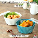 美濃焼 シンプル モダン パック鉢 M 2色セット保存 パック鉢 径13.5cm 500ml 日本製 カフェ 陶磁器 保存容器 2色組 ノンラップ ターコイズ ホワイト しのぎ 蓋付 レンジ対応 キッチン用品 食器 おしゃれ