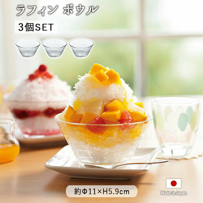 ラフィン ボウル 3個セット | ガラス クリア サラダボウル アサイーボウル 鉢 取鉢 盛鉢 多用鉢 皿 器 食器 洋食器 和食器 径11cm 260ml 日本製 食洗機対応 透明 おしゃれ かわいい 北欧 韓国 シンプル カフェ 東洋佐々木ガラスのサムネイル