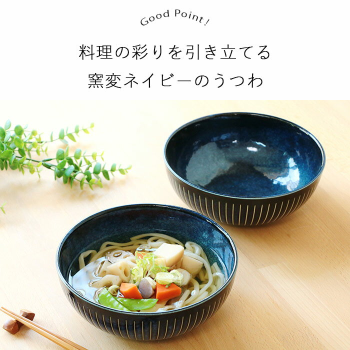 美濃焼 窯変ネイビー サラダうどん鉢 2個セット | 鉢 麺鉢 深鉢 盛鉢 丼 丼ぶり ボ...