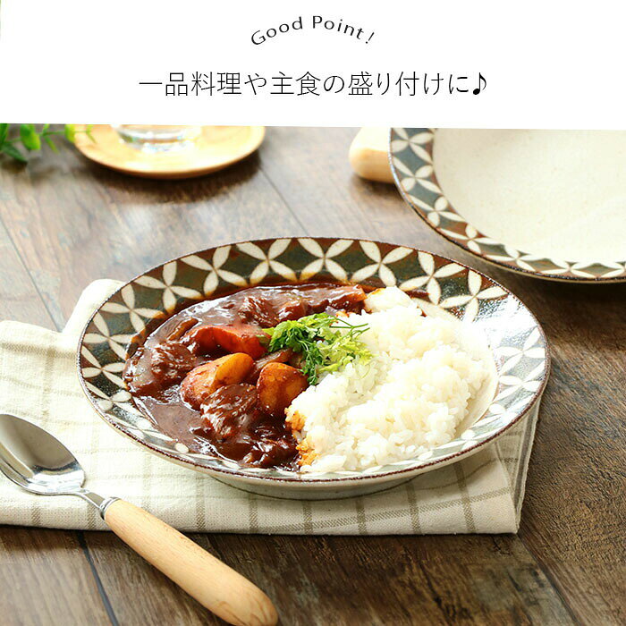 【2枚set】美濃焼 メドウ カレーパスタ 21cm大皿 モダン レトロ 七宝 ディナープレート カレー皿 パスタ皿 盛り皿 主菜皿 和食器 洋食器 日本製 カフェ食器 電子レンジ対応 食洗機対応 ギフト 贈り物 zakkastore-10026846 こだわり食器と雑貨のお店 irodori サンプル画像2