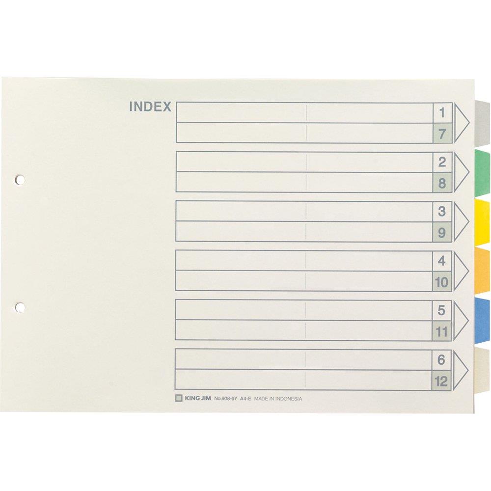 キングジム(Kingjim) カラーインデックス 908-6Y 6山タイプ A4E