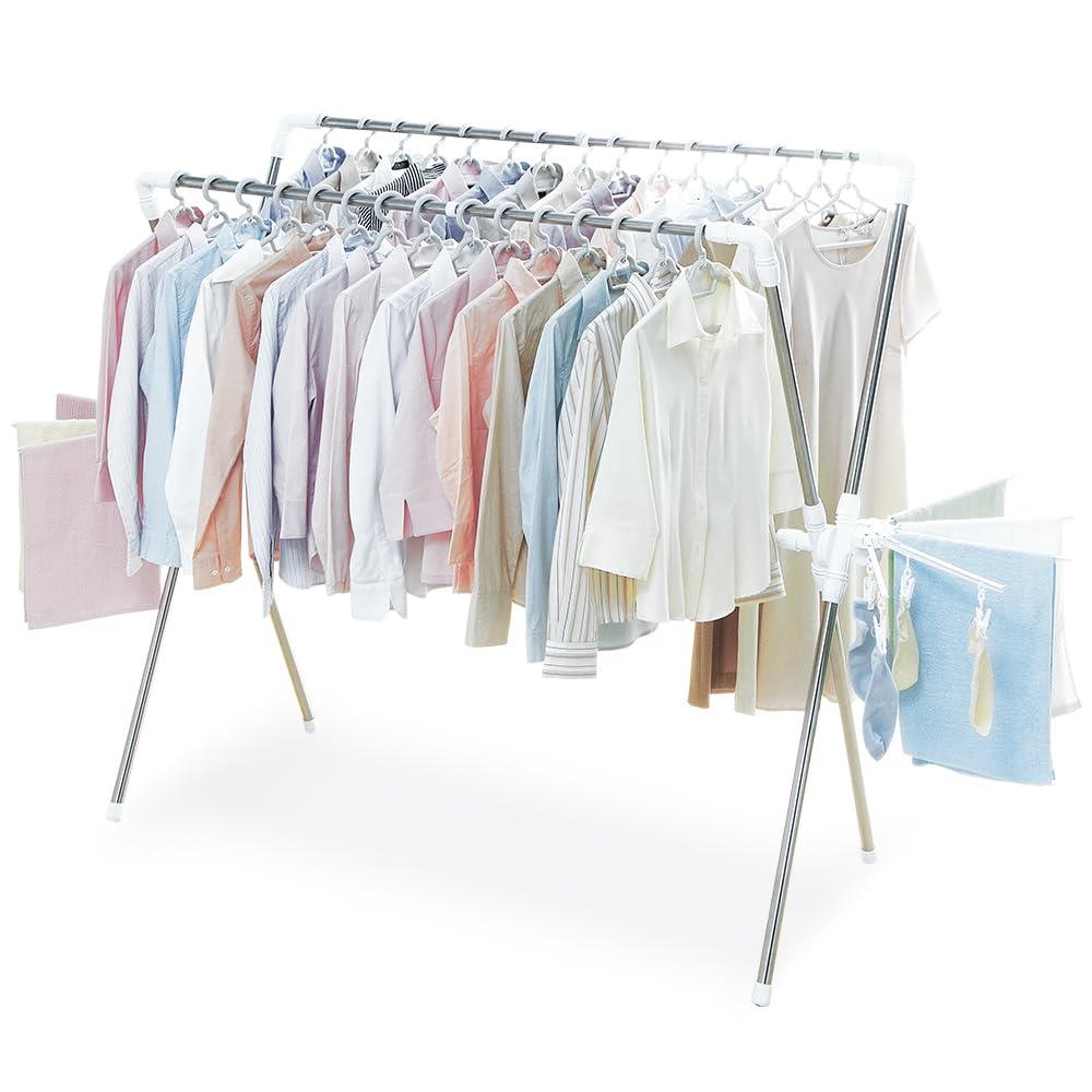 【11/25|BLACK FRIDAY&5と0の日|ポイントアップ中】アイリスオーヤマ ピンチハンガー付きで洗濯物が干しやすい布団も干せる洗濯物干し 簡単組立 ...