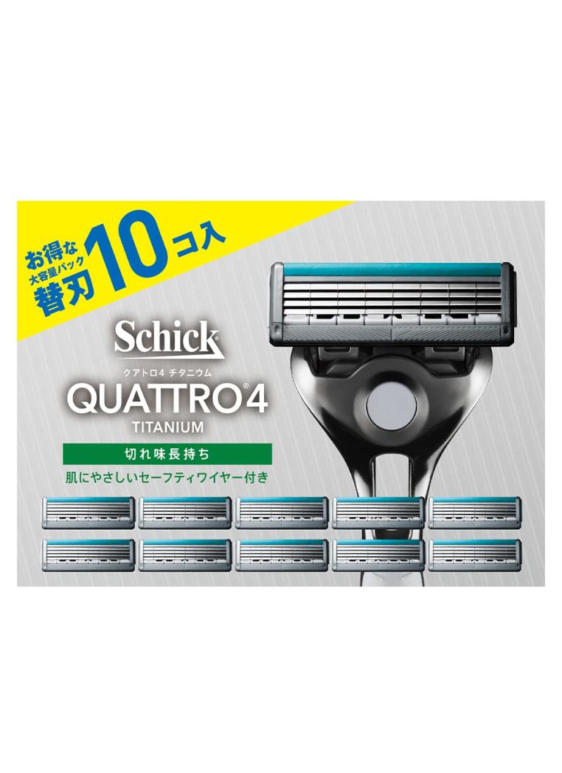 Schick(シック) クアトロ4チタニウム 替刃(10コ入) 髭剃り カミソリ 【ネット限定】