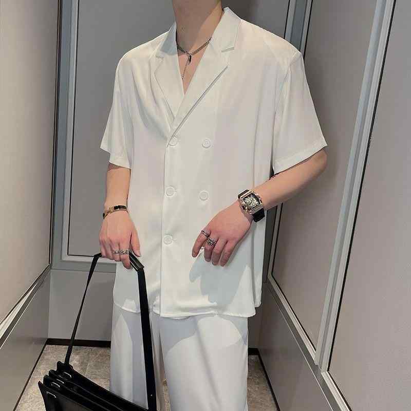 【送料無料】セットアップ メンズ 接触冷感 軽量 通年 サテン ポリエステル アセテート テーラードカラ..