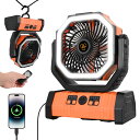 【送料無料】扇風機 キャンプ 扇風機 充電式 首振り 扇風機 20000mAh 大容量 強力 4段階風量調整 LEDライト機能搭載 45度/ 90度自動首振り 50時間使用 アウトドア 扇風機 コード