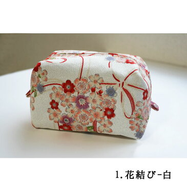 日本製 ちりめん ビッグコロコロポーチ (小物入れ かわいい 京都 女の子 化粧和 和柄 お土産 コスメポーチ 巾着 旅行)