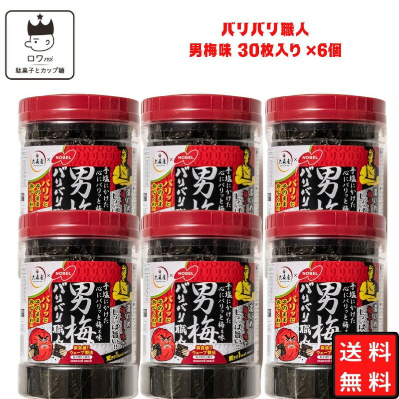 母の日 バリバリ職人 海苔 のり 味付け海苔 男梅味 30枚×6個セット まとめ買い 大森屋 あす楽 ギフト 非常食 常温保存 備蓄 防災 ごはんのおとも ごはん おかず 新食感 ヘルシー おつまみ お酒 ふりかけ 食品 梅 送料無料