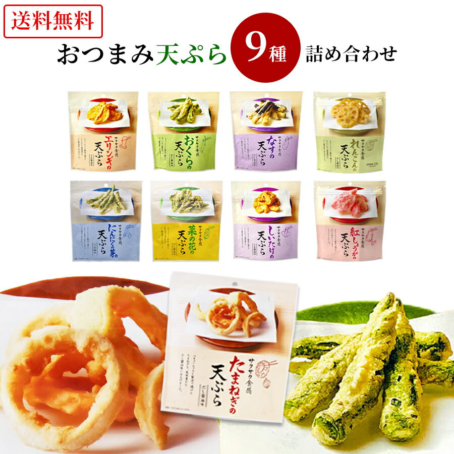 楽天雑貨屋　ろわ母の日 おつまみ ギフト セット 野菜チップス 天ぷらスナック 9種 お菓子 詰め合わせ 珍味 おつまみギフト 父の日 ホワイトデー お返し お酒 食品 送料無料 れんこん 紅しょうが オクラ 玉ねぎ にんにく 菜の花 なす しいたけ エリンギ スナック菓子