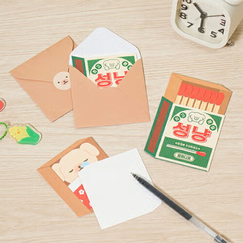 ワンちゃん マッチ メッセージカード 手紙 レターセット プレゼント